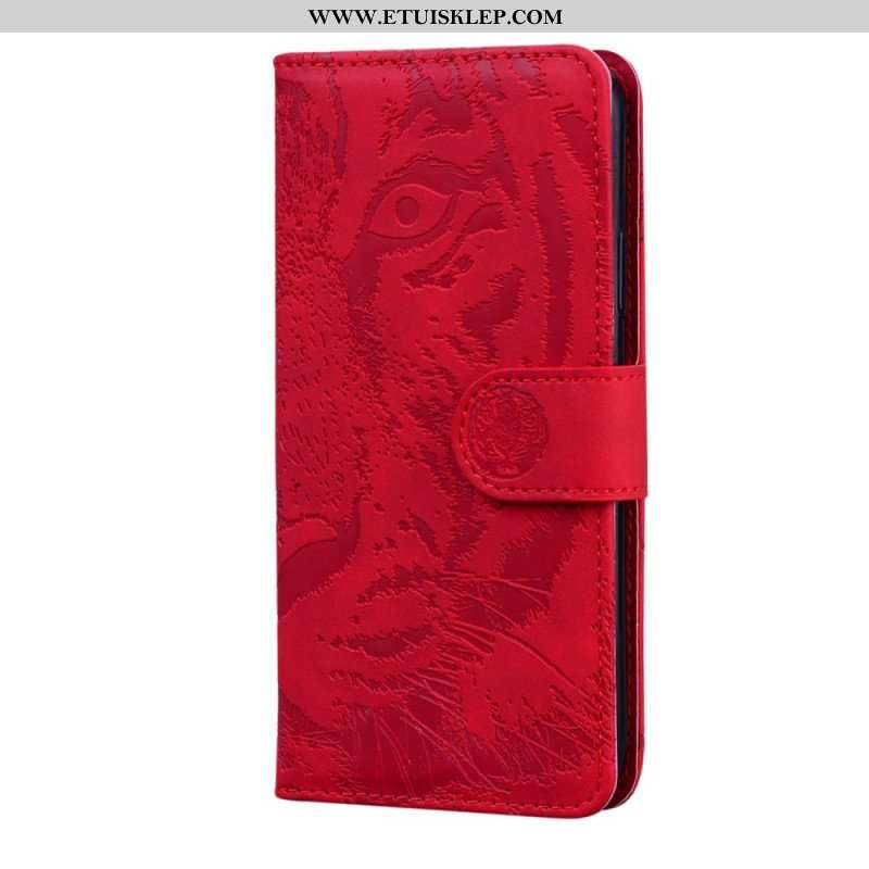 Etui Folio do Poco M4 Pro 5G Nadruk Twarzy Tygrysa